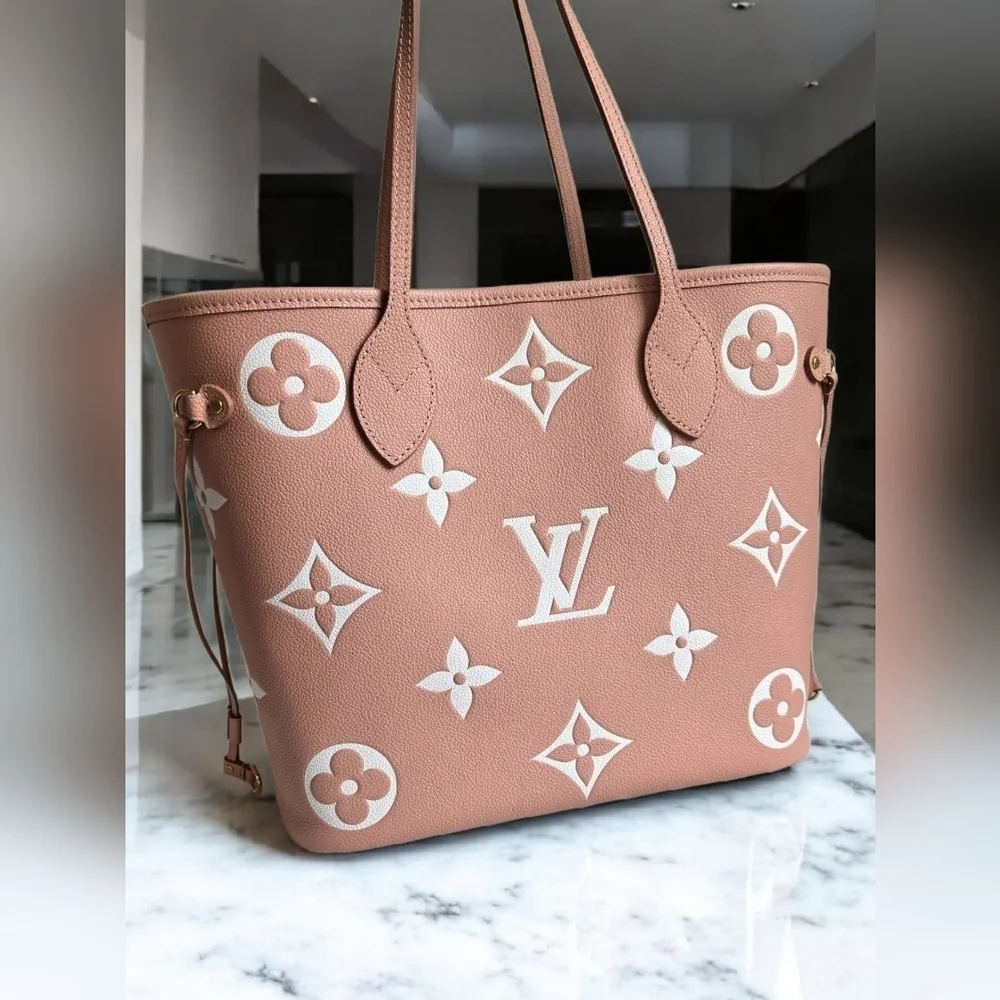 LV Empreinte Monogram Neverfull MM Trianon Pink Cream